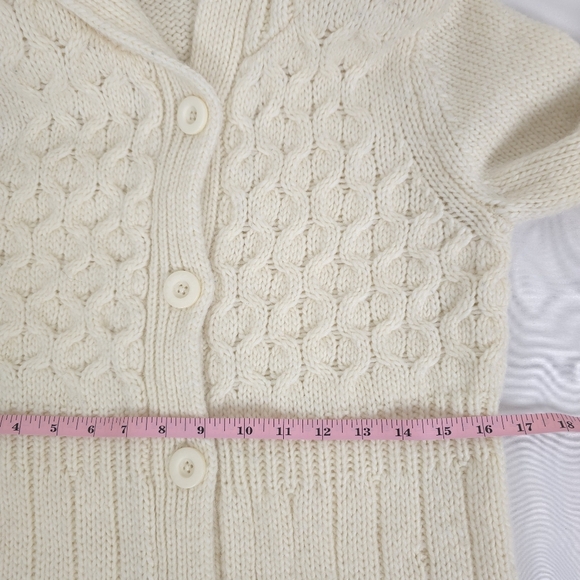Express Cable Knit Cream Baby Doll Alpaca/wool Blend Hooded Sweater Size L - Picture 5 of 10